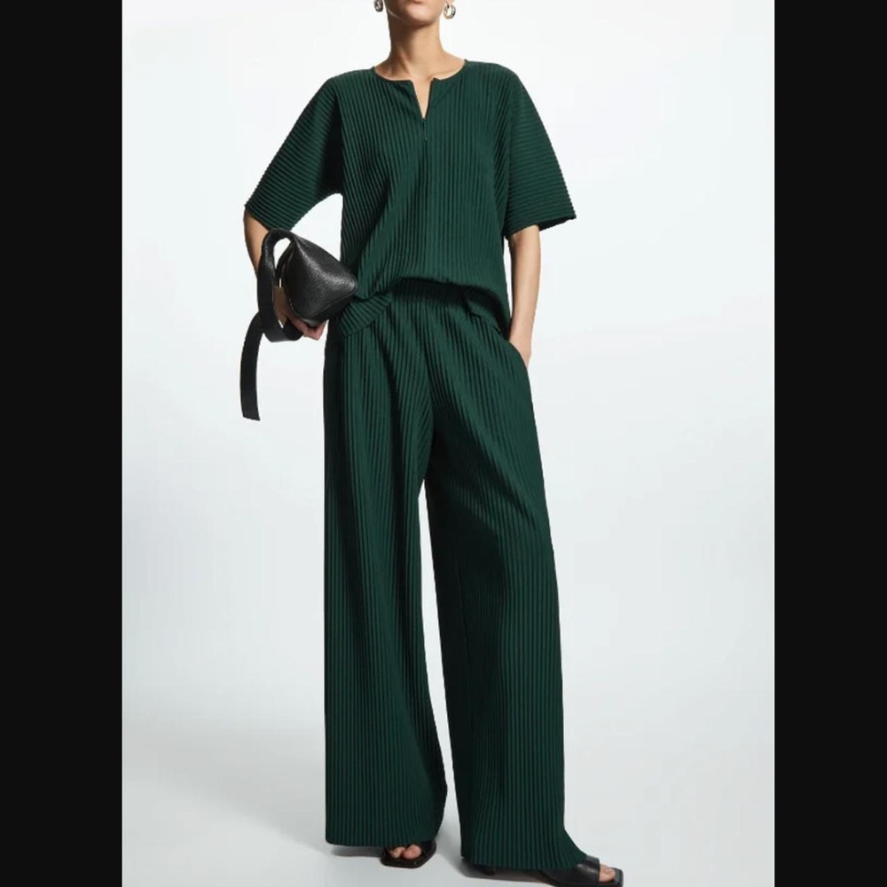 COS Dark Green Pleated Co-ord Set (NWOT)